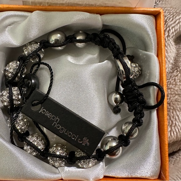 NWT BRACELET New Rare JOSEPH NOGUCCI black cord adjustable bracelet Diamond look - Picture 5 of 10